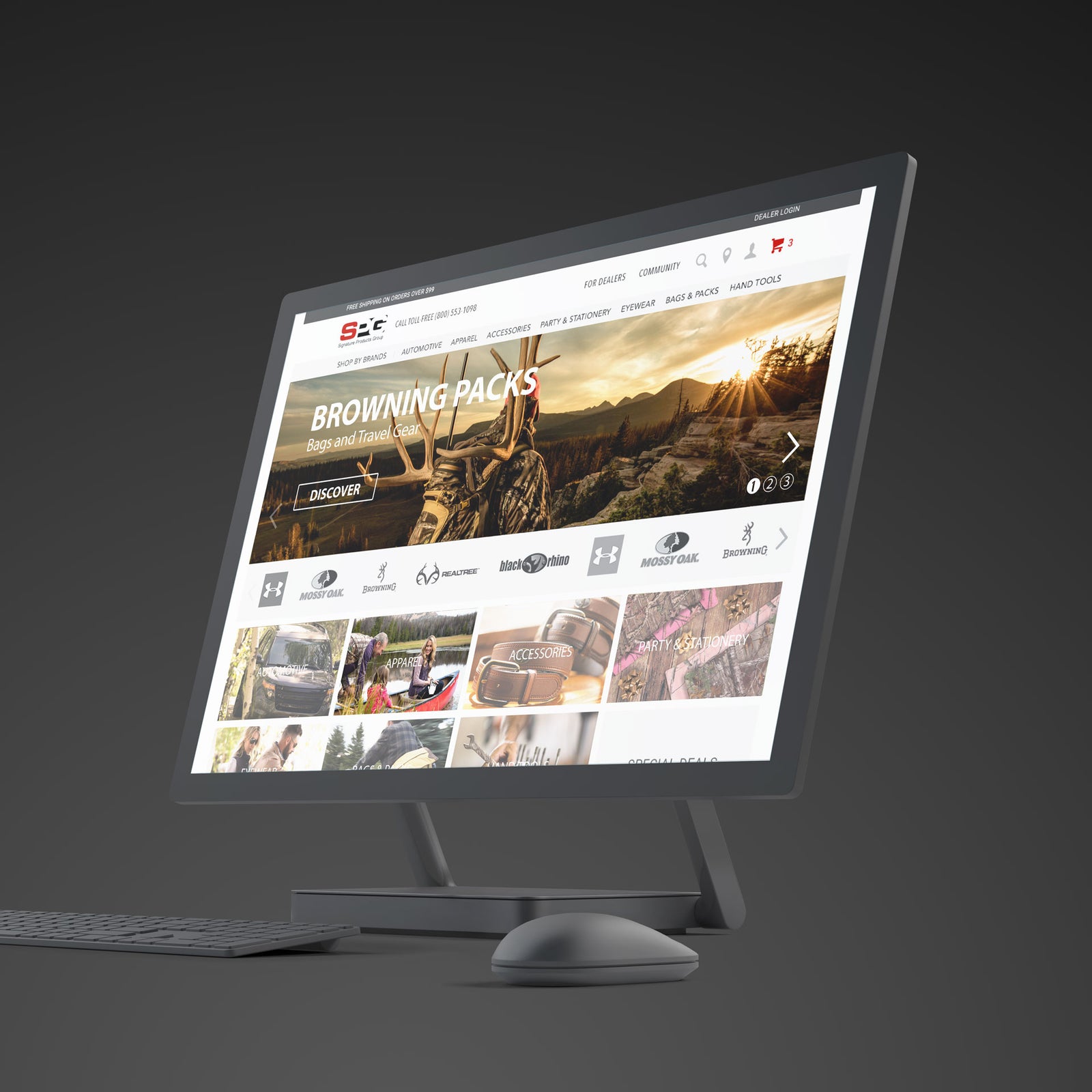 SPGoutdoors.com on a desktop monitor