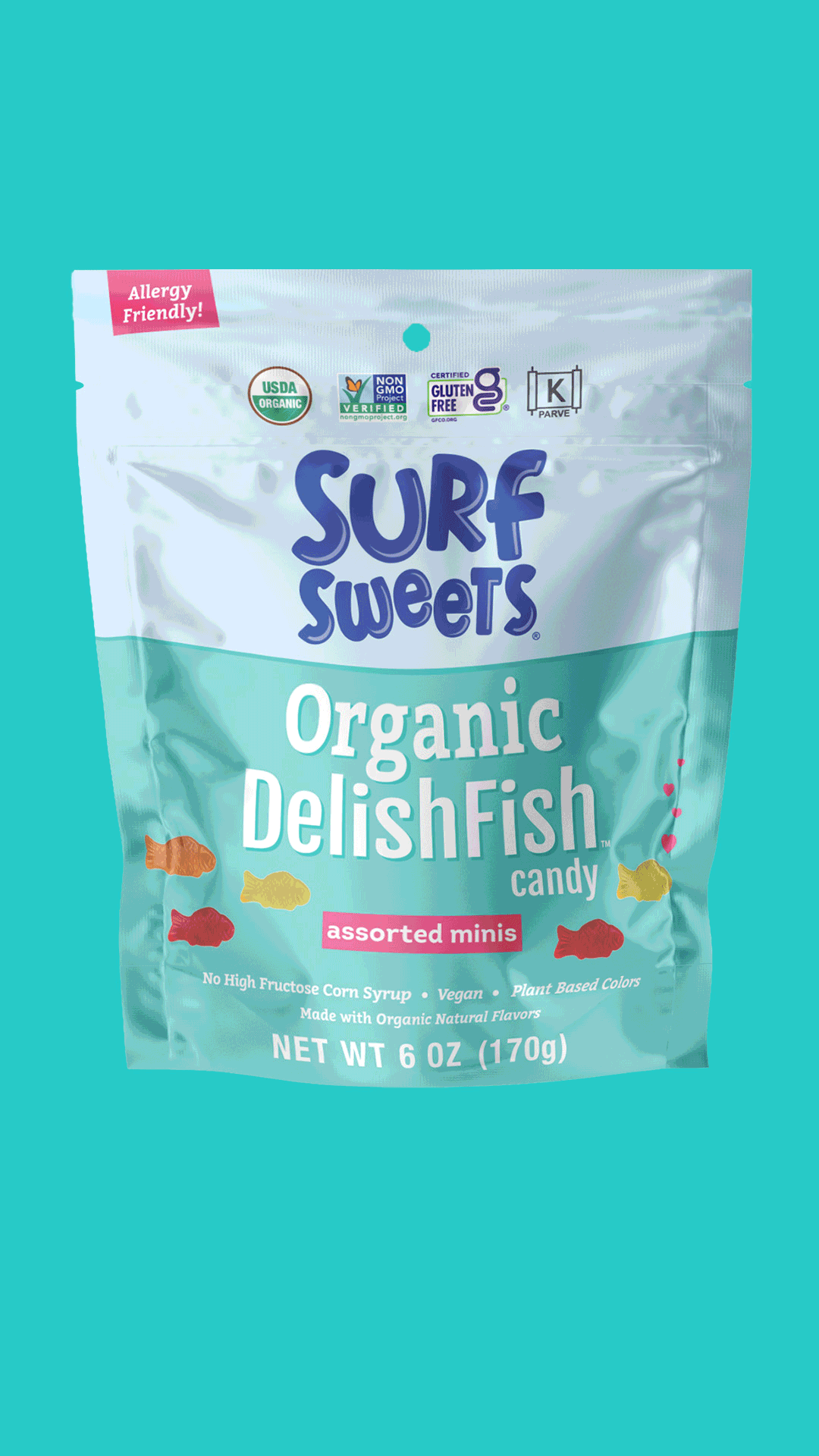 Surf Sweets DelishFish Assorted Minis candy package, front