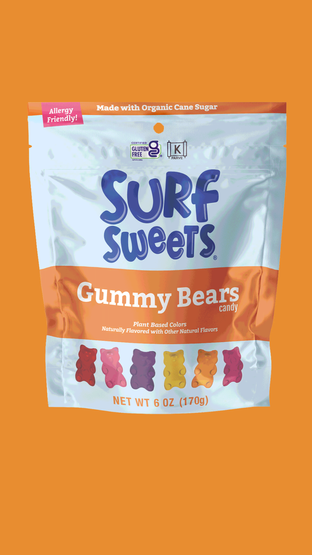 Surf Sweets Gummy Bears candy package, front