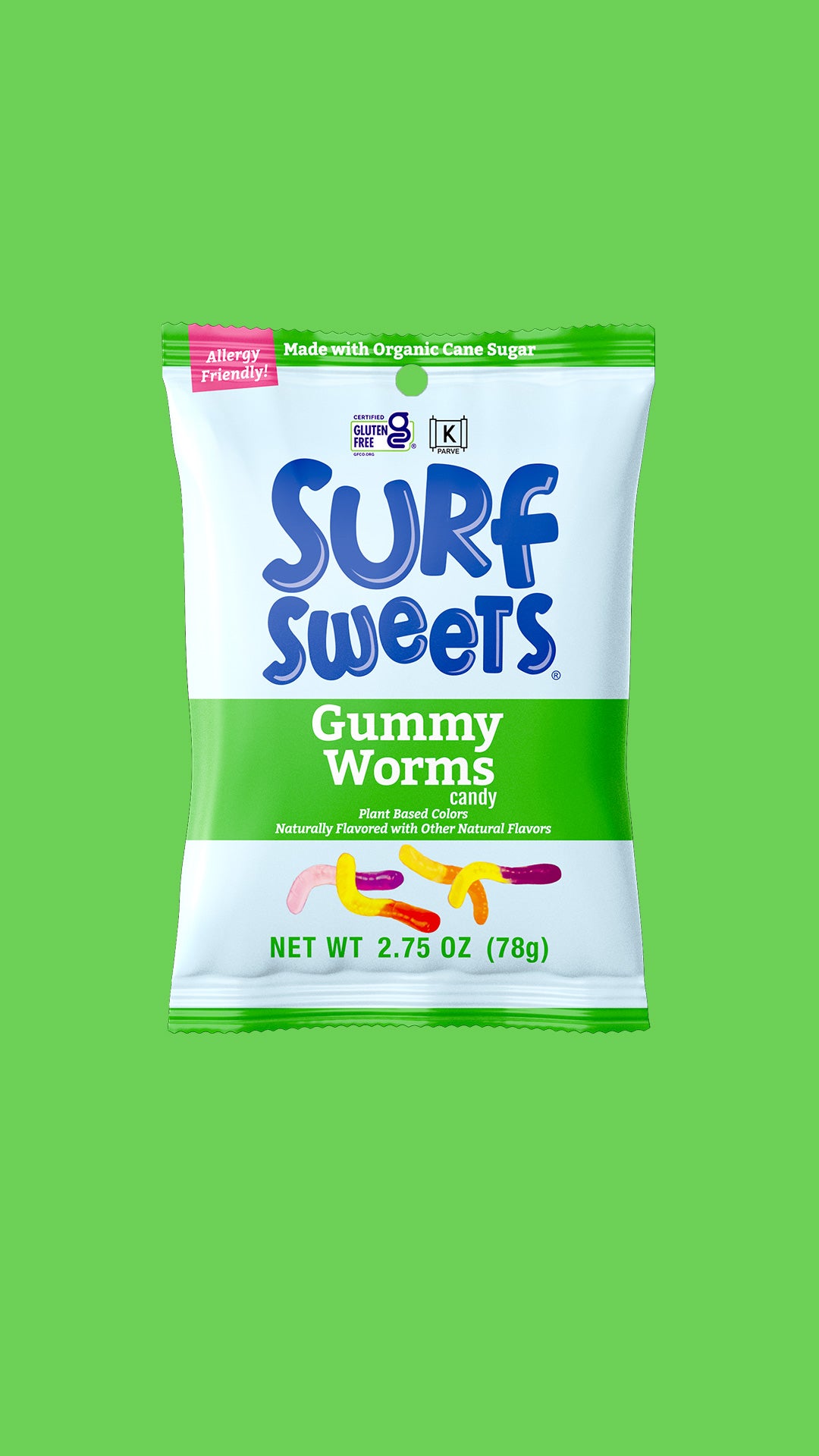 Surf Sweets Gummy Worms candy package, front