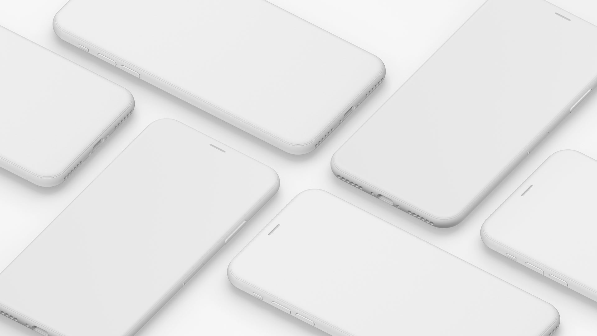Rows of blank white phones
