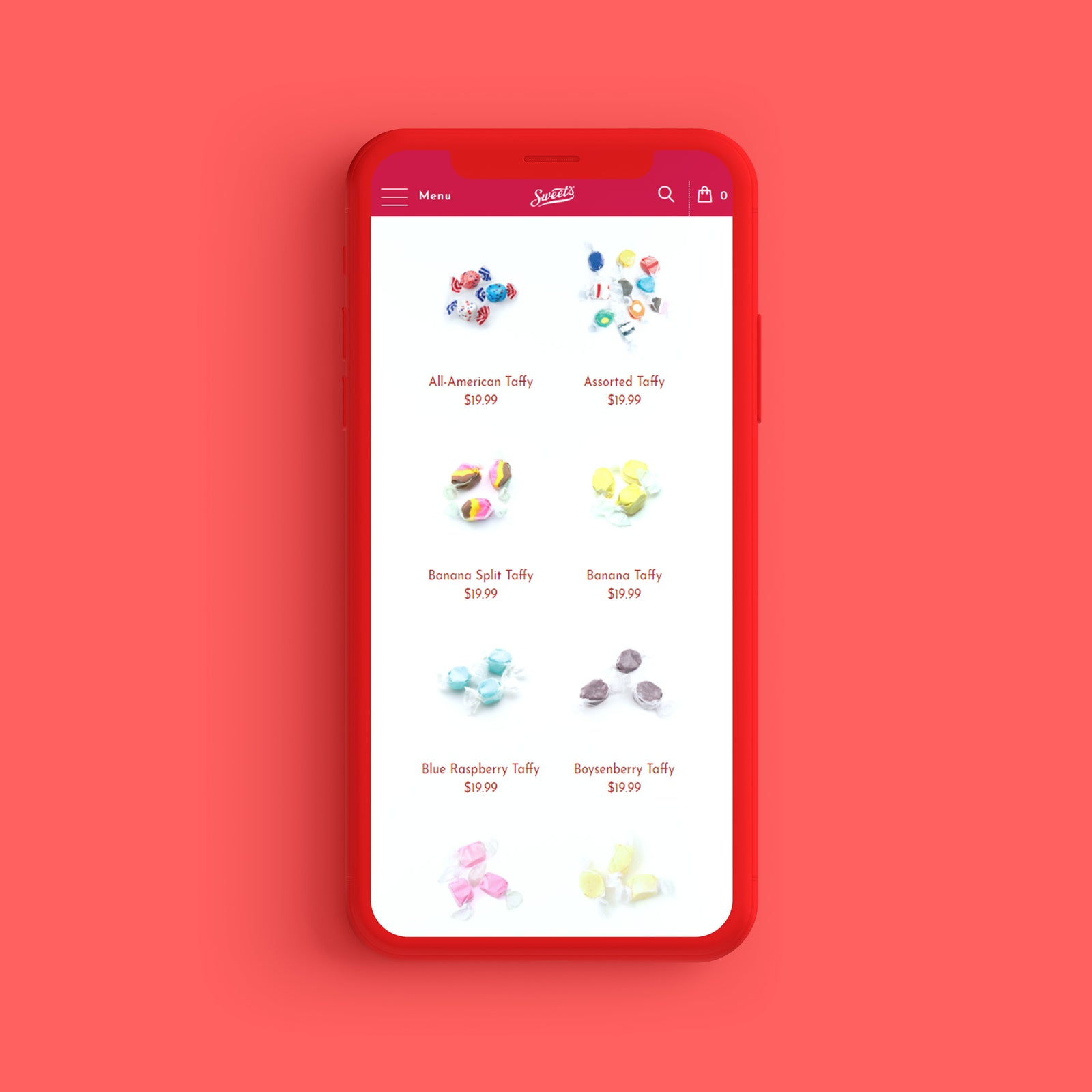 Sweet Candy Company website redesign shown on a mobile phone