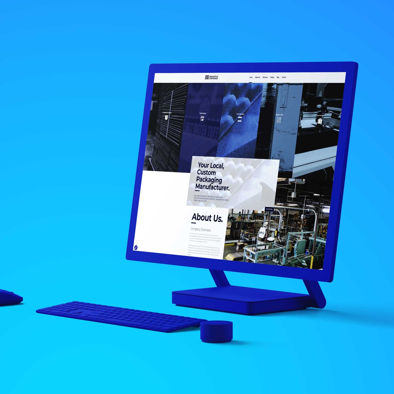 Wasatch Container website on a desktop monitor